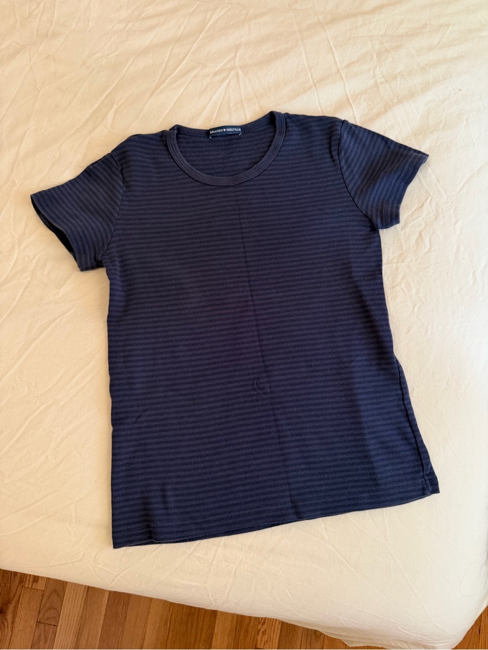 Brandy Melville Hailie shirt in navy stripe xs/small